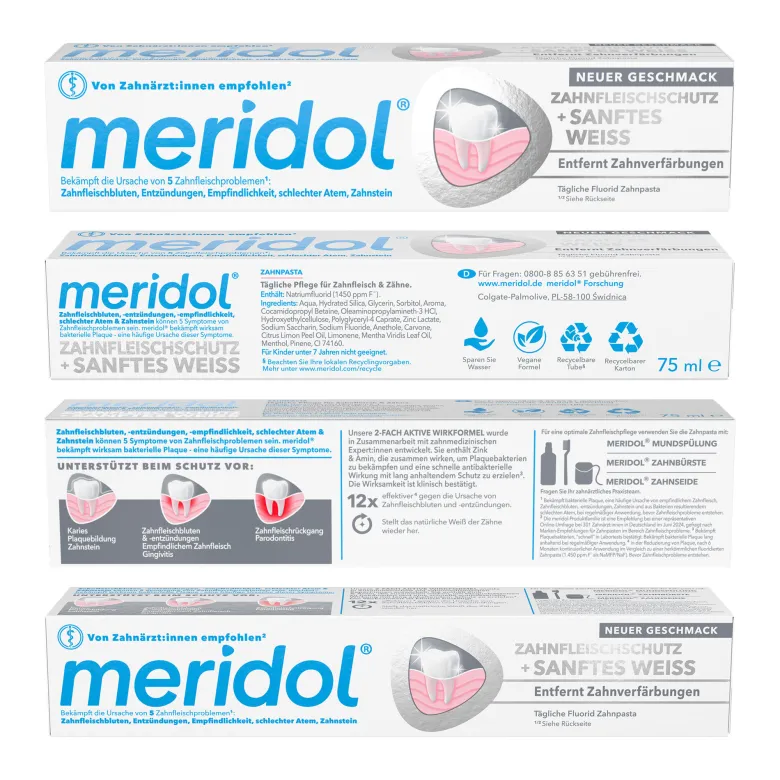 Meridol Zahnfleischschutz & Sanftes Weiss Zahnpasta, 75 ml