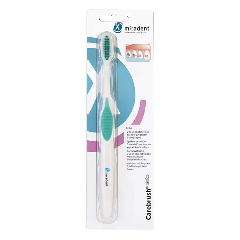 Miradent Carebrush ortho Zahnbürste weiß/grün, 1 St