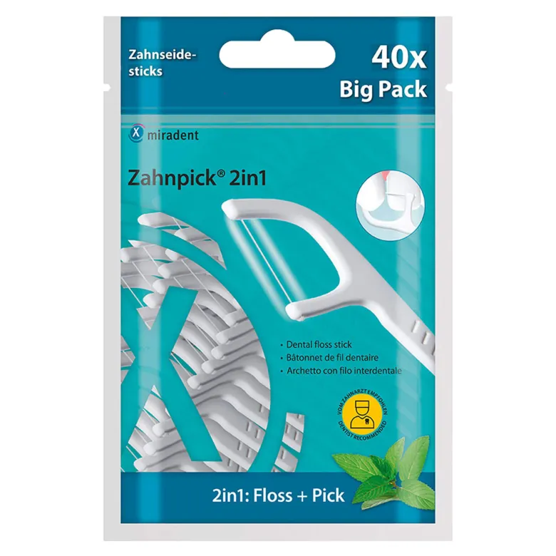 Miradent Zahnpick Zahnseide 2in1 Minze, 40 St