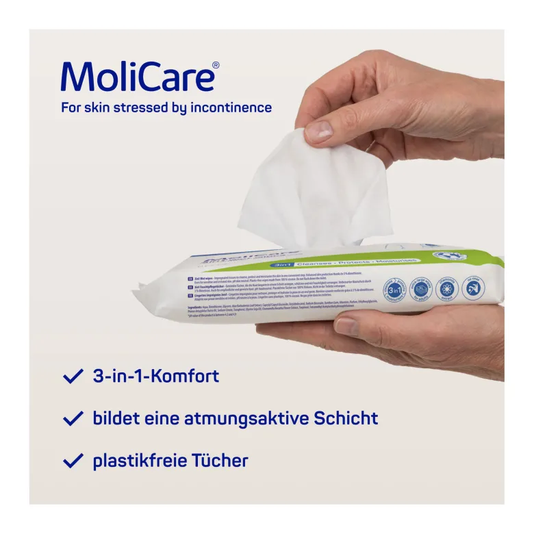 MoliCare Skin 3in1 Feuchtpflegetücher, 30 St