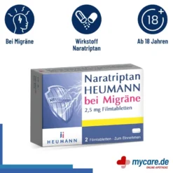 Naratriptan HEUMANN bei Migräne 2,5 mg Filmtabletten, 2 St