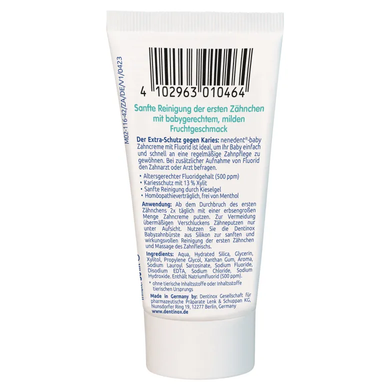 Nenedent-baby Zahncreme mit Fluorid, 50 ml