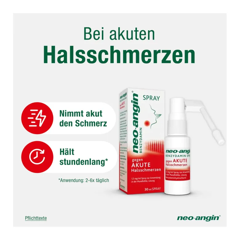 Neo-Angin Benzydamin Spray gegen akute Halsschmerzen, 30 ml