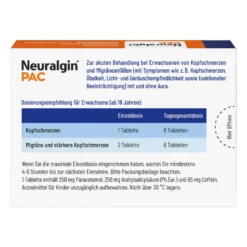 Neuralgin PAC Tabletten bei Kopfschmerzen und Migräne, 20 St