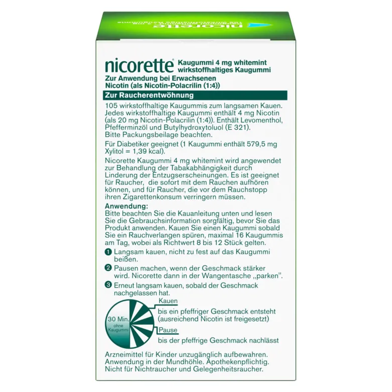 Nicorette Kaugummi whitemint 4 mg, 105 St