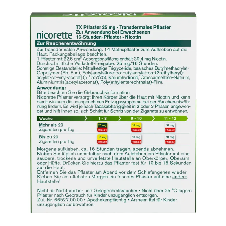 Nicorette Nikotinpflaster 25 mg Nikotin, 14 St