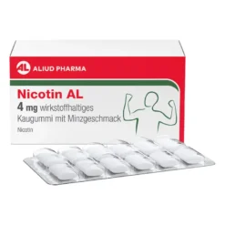 Nicotin AL 4 mg wirkstoffhaltiges Kaugummi mit Minzgeschmack, 204 St