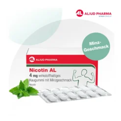 Nicotin AL 4 mg wirkstoffhaltiges Kaugummi mit Minzgeschmack, 204 St