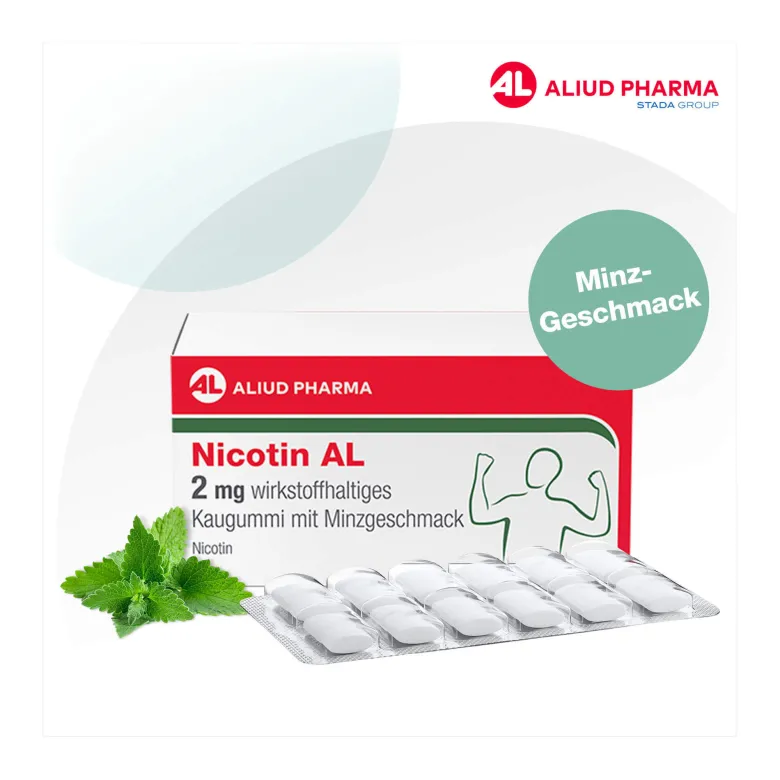 Nicotin AL 2 mg wirkstoffhaltiges Kaugummi mit Minzgeschmack, 96 St