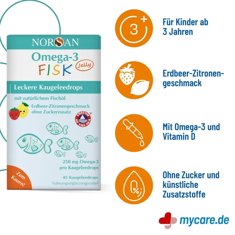 Norsan Omega-3 Fisk Jelly Dragees für Kinder, 45 St