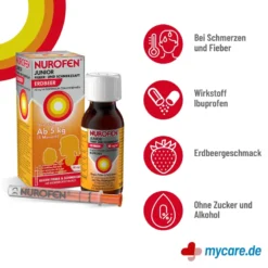 Nurofen Junior Fieber- und Schmerzsaft Erdbeere 40 mg/ml, 100 ml