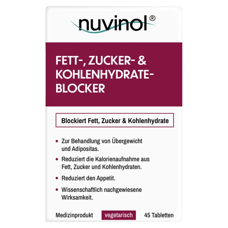 Nuvinol Fett-, Zucker- & Kohlenhydrateblocker, 45 St