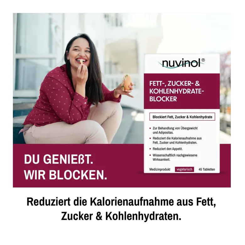 Nuvinol Fett-, Zucker- & Kohlenhydrateblocker, 45 St
