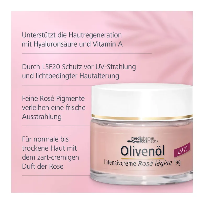 Olivenöl Intensivcreme Rose legere LSF 20, 50 ml