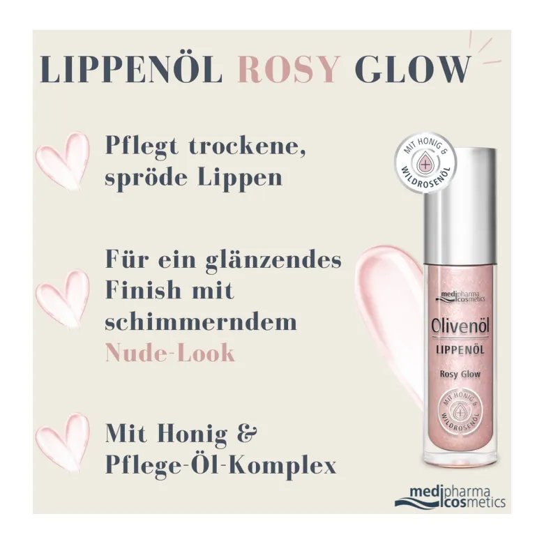 Olivenöl Lippenöl Rosy Glow, 4 ml