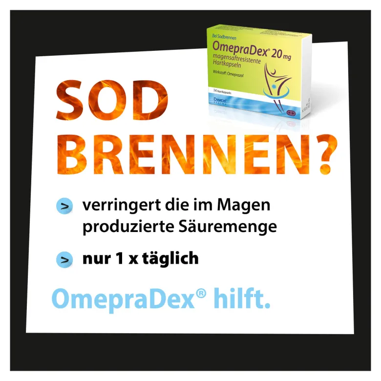 OmepraDex 20 mg Magensaftresistente Hartkapseln, 14 St