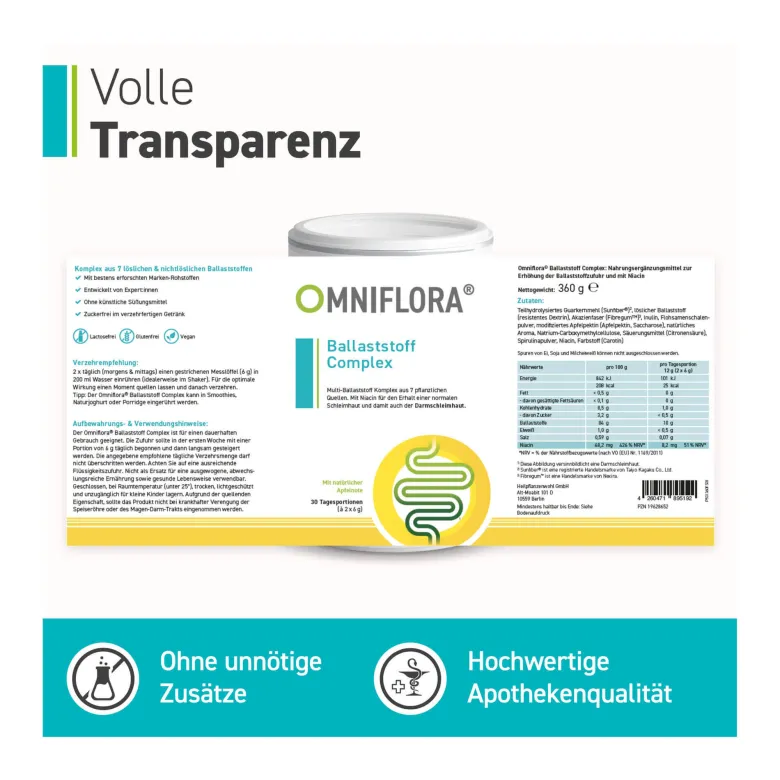 Omniflora Ballaststoff Complex+Niacin glutenfrei, 360 g