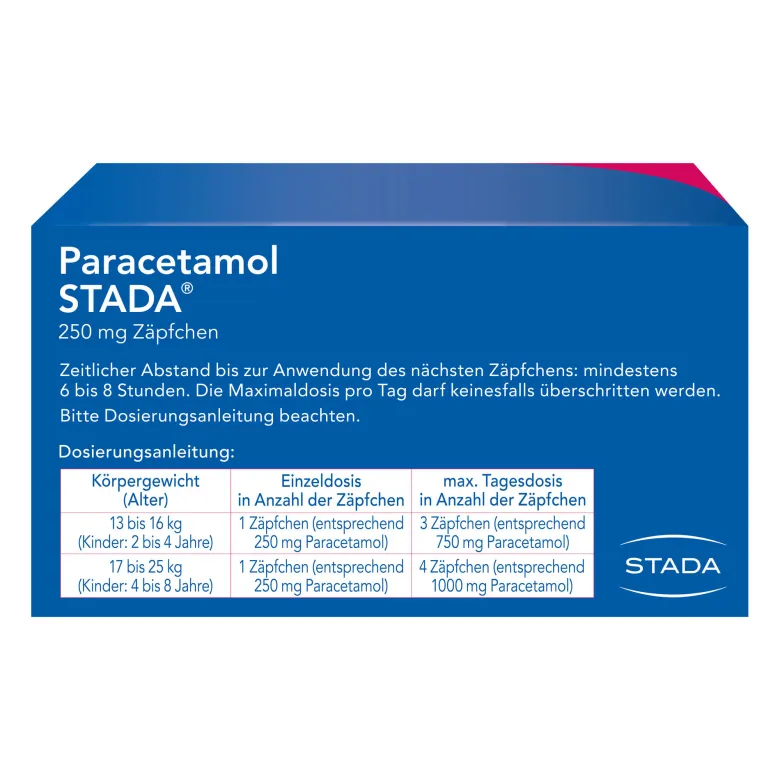 Paracetamol Stada 250 mg Zäpfchen, 10 St