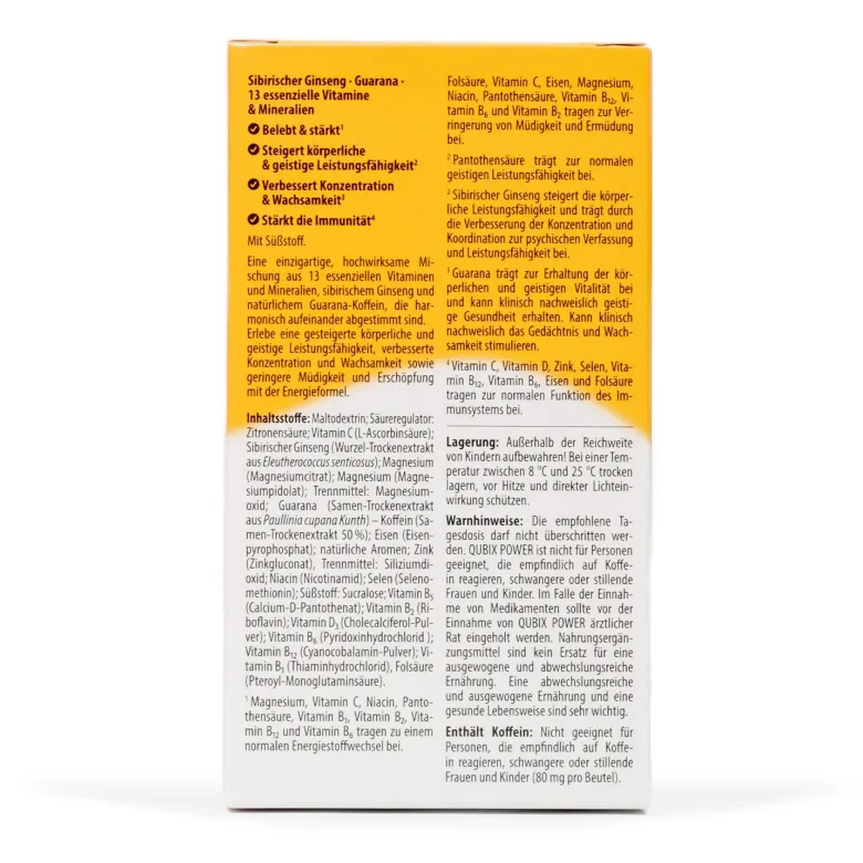 Qubix Power mit Guarana und Ginseng Pulver, 5 St