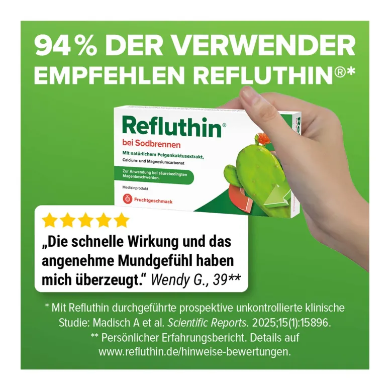 Refluthin bei Sodbrennen Kautabletten Fruchtgeschmack, 48 St