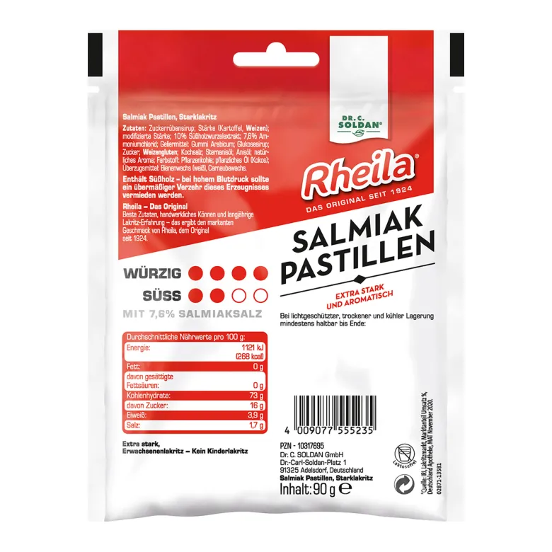 Rheila Salmiak Pastillen mit Zucker, 90 g