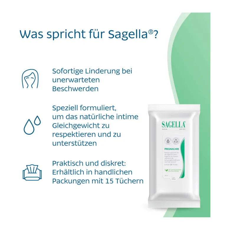 Sagella Active Pregnacare Reinigungstücher, 15 St