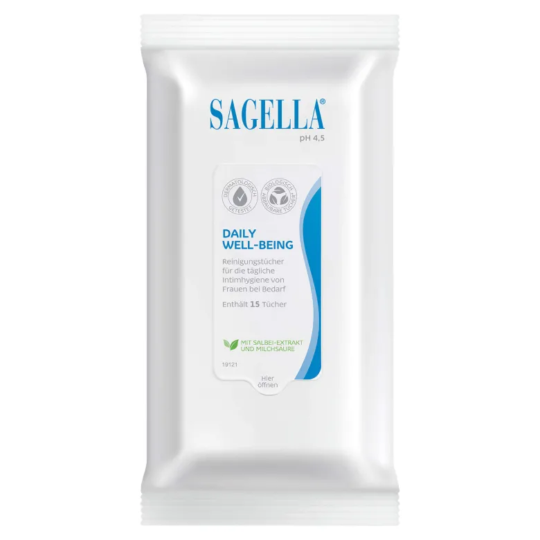 Sagella pH 4,5 Daily Well-Being Intimtücher, 15 St