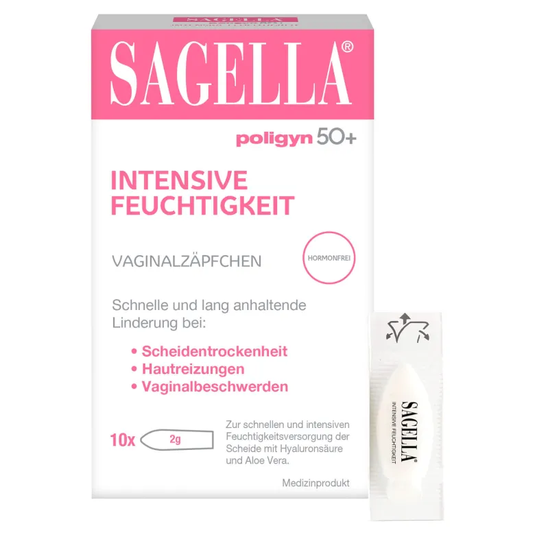Sagella Poligyn 50+ Intensive Feuchtigkeit Vaginalzäpfchen, 10 St