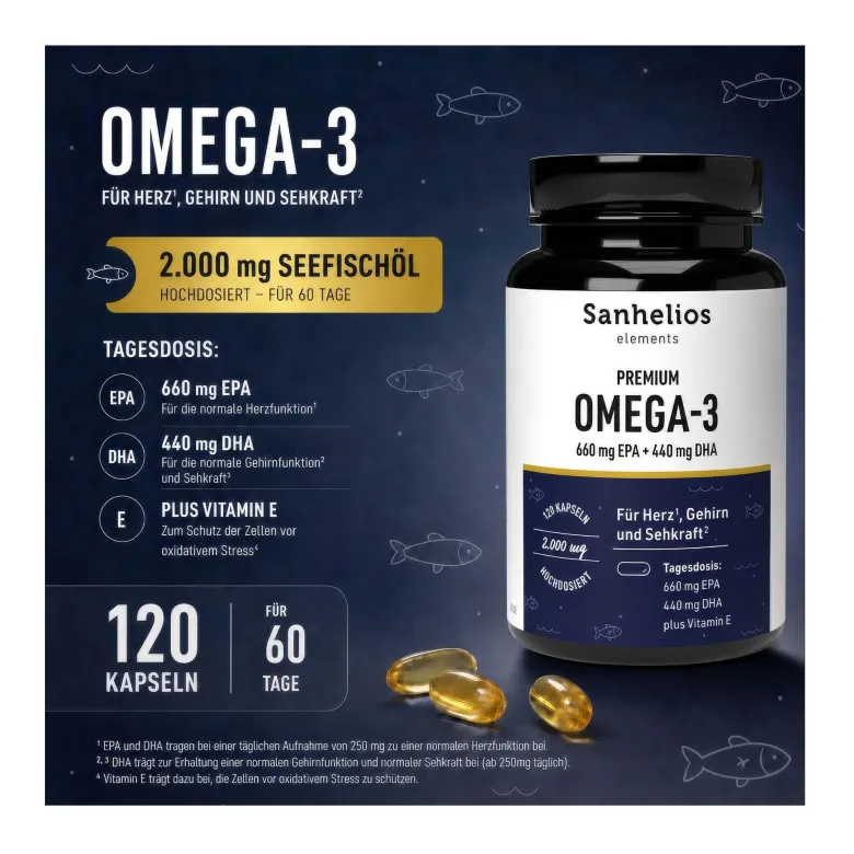 Sanhelios Premium Omega-3 Kapseln, 120 St