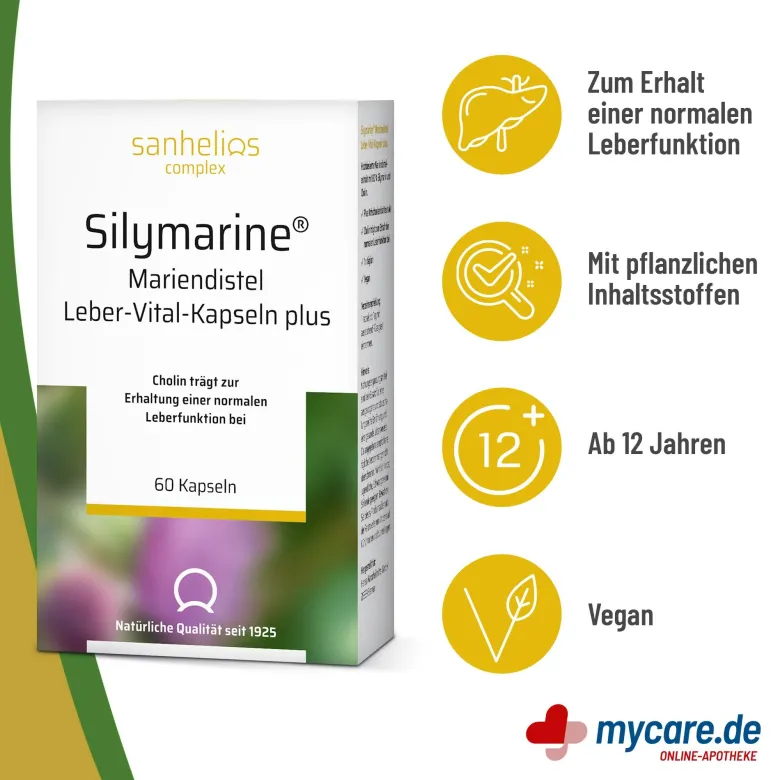 Sanhelios Silymarine Mariendistel Leber-Vital-Kapseln plus, 60 St