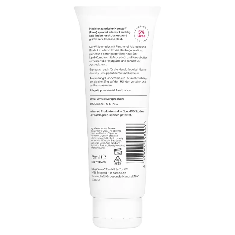 Sebamed Urea 5% Akut Handcreme sehr trockene Haut, 75 ml