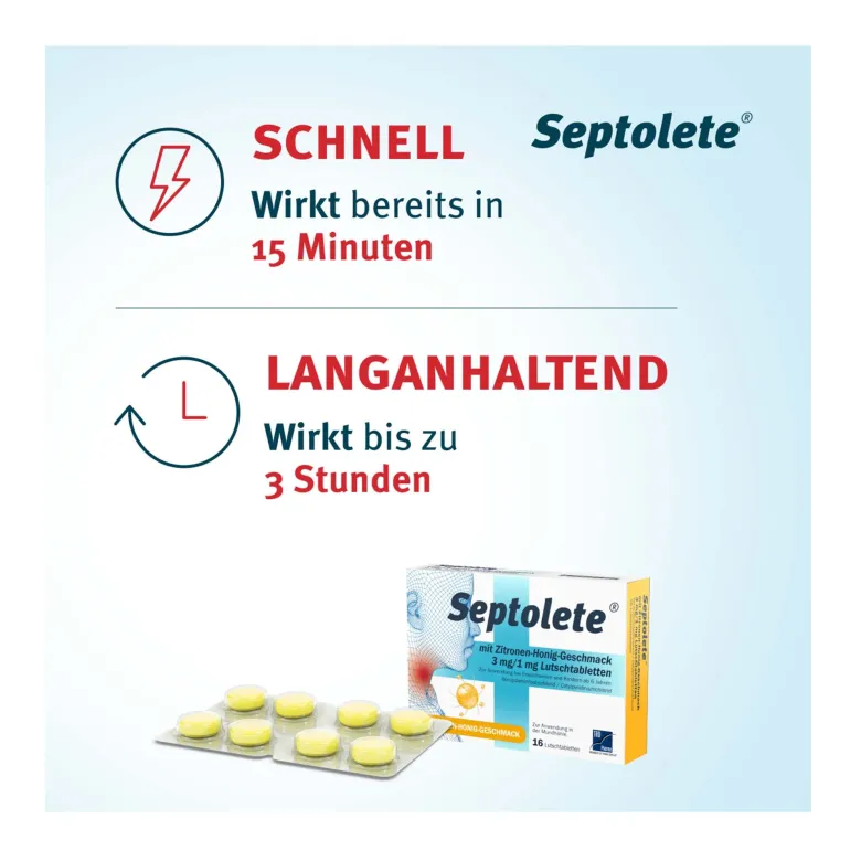 Septolete Zitrone-Honig 3 mg/1 mg Lutschtabletten, 16 St