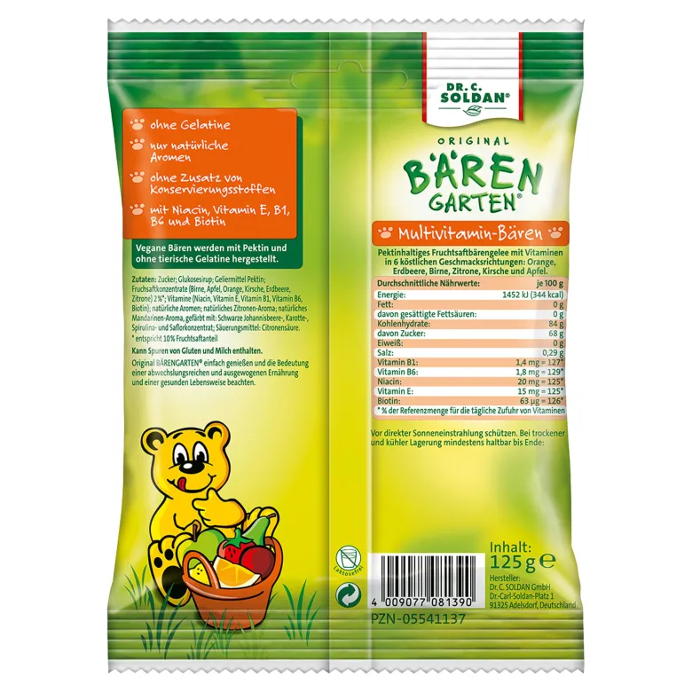 Soldan Bärengarten vegane Multivitamin-Bären zuckerhaltig, 125 g