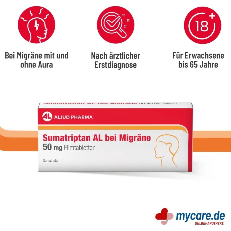 Sumatriptan AL bei Migräne 50 mg Filmtabletten, 2 St