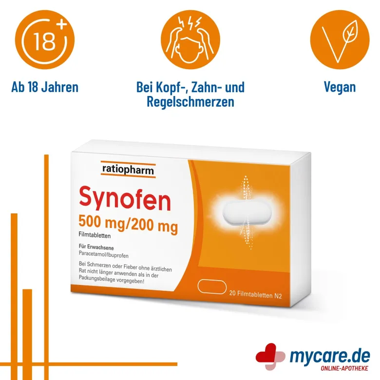 Synofen Filmtabletten mit Ibuprofen und Paracetamol, 20 St