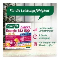 Taxofit Energie B12 500+D3+C Direkt, 20 St