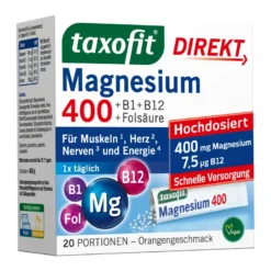 Taxofit Magnesium 400 + B1 + B6 + B12 + Folsäure Granulat, 20 St
