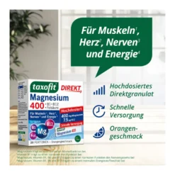 Taxofit Magnesium 400 + B1 + B6 + B12 + Folsäure Granulat, 20 St