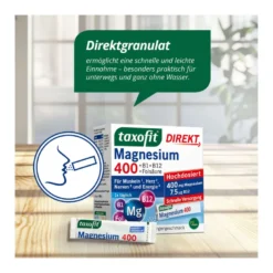 Taxofit Magnesium 400 + B1 + B6 + B12 + Folsäure Granulat, 20 St