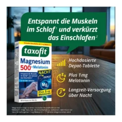 Taxofit Magnesium 500 Nacht + Melatonin Depot-Tabletten, 30 St