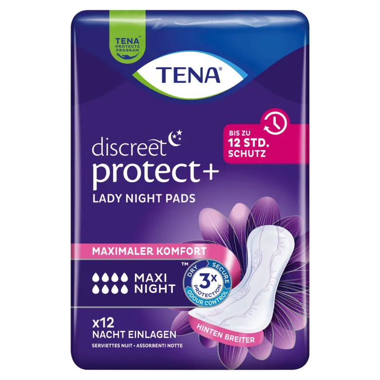 Tena Lady Discreet Maxi Night Inkontinenz Einlagen, 12 St