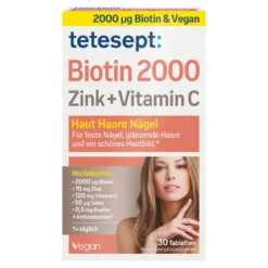 Tetesept Biotin 2000 + Zink + Vitamin C Filmtabletten, 30 St