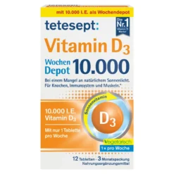 Tetesept Vitamin D3 10.000 Wochendepot Filmtabletten, 12 St