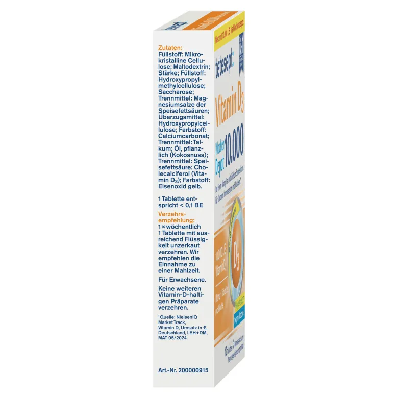 Tetesept Vitamin D3 10.000 Wochendepot Filmtabletten, 12 St