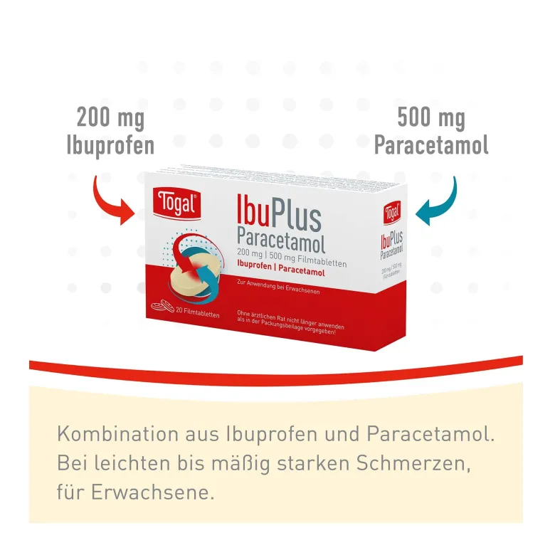 Togal IbuPlus Paracetamol 200 mg/500 mg Filmtabletten, 20 St