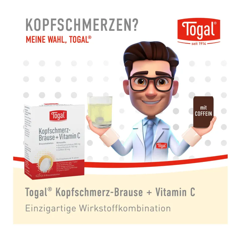 Togal Kopfschmerz-Brause + Vit. C Brausetabletten, 20 St