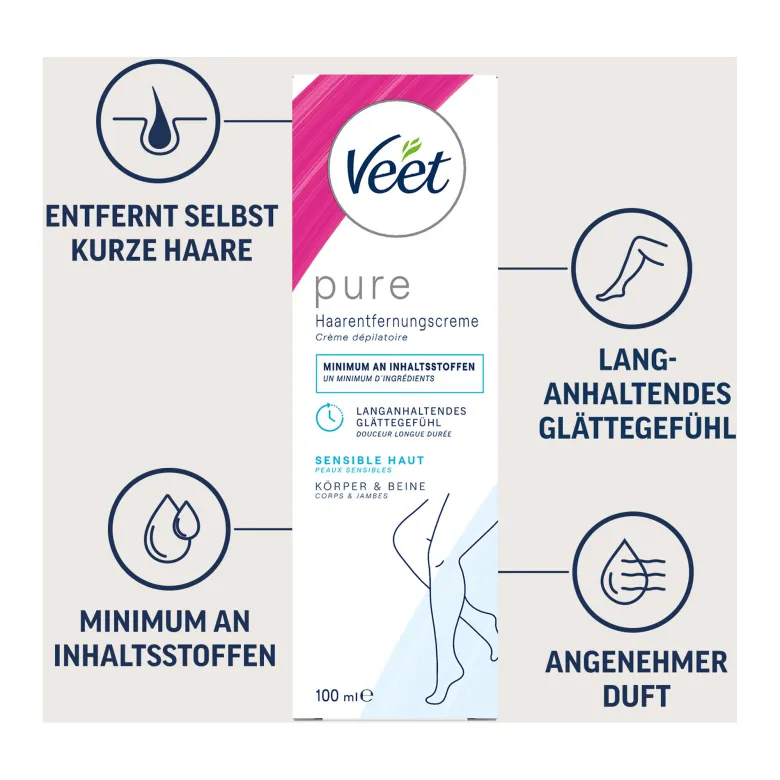 Veet Haarentfernungs-Creme für sensible Haut, 100 ml