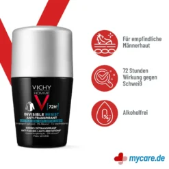 Vichy Homme Deo Roll-on 72h Anti-Flecken Invisible, 50 ml