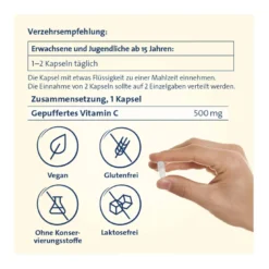 Vitamin C Hevert 500 mg gepufferte Kapseln, 60 St