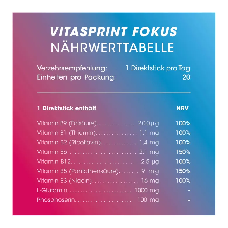 Vitasprint Fokus Direktsticks, 20 St